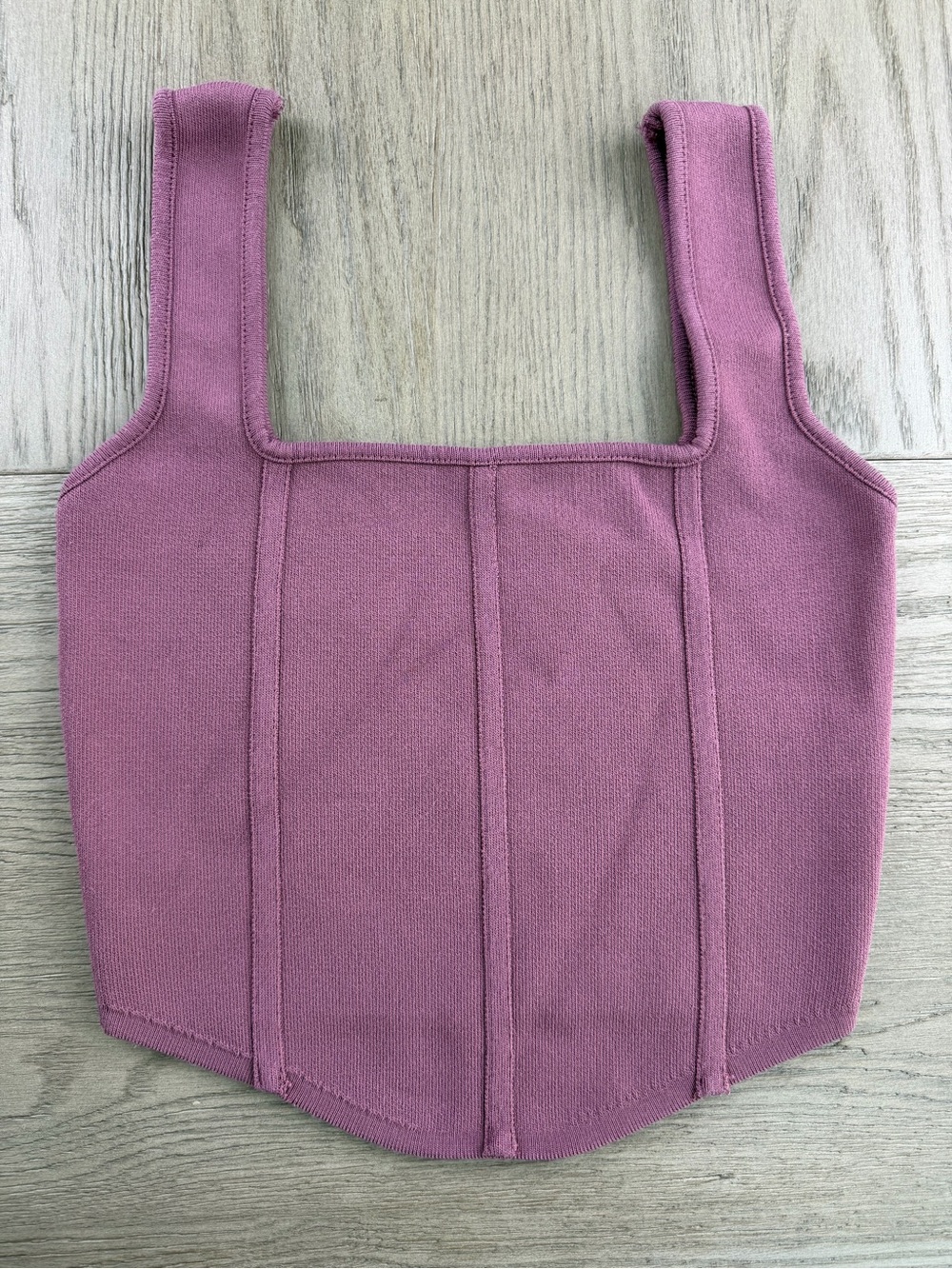 Zara Purple Soft Knit Corset Seam Crop Tank Top Square Neck Women's Medium
